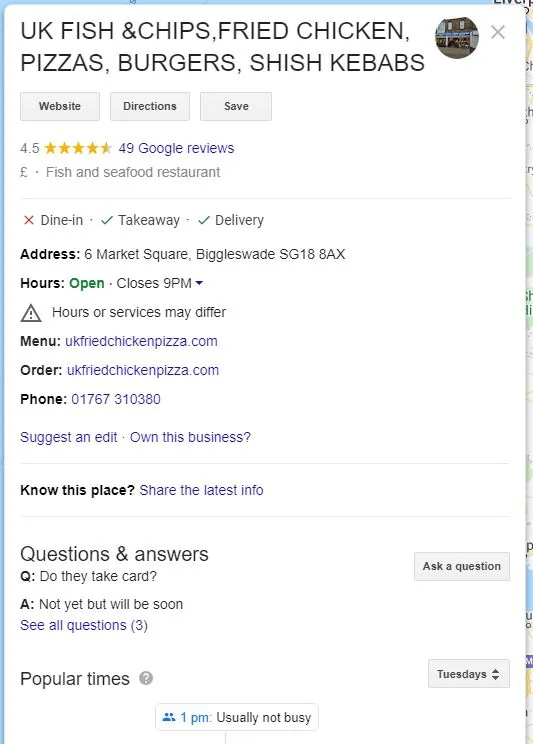 UK Fish and Chips Listing