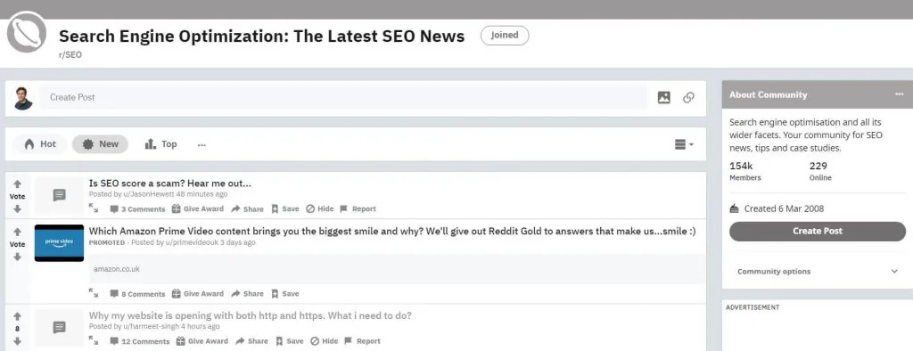 r/SEO subreddit
