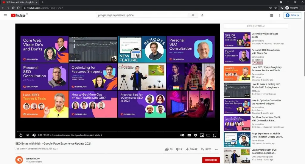 YouTube video after adding keyword in tags