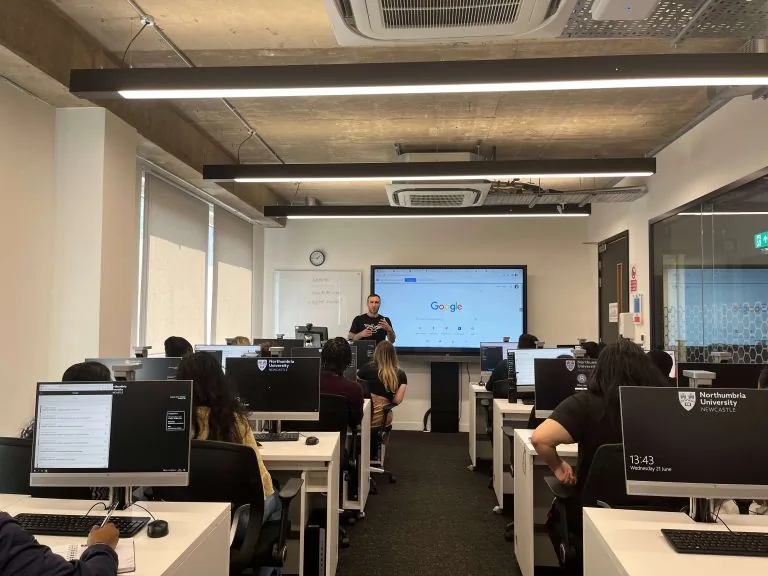 Itamar Blauer giving a guest lecture on SEO at Northumbria University on 21st June 2023