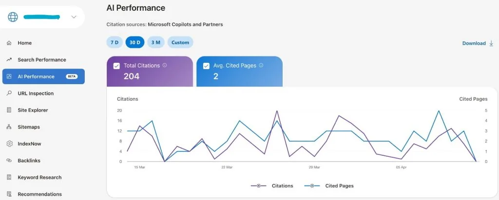AI Performance Bing Webmaster Tools